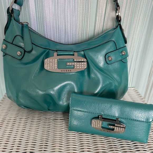 Rare Guess Turquoise Vintage Purse and Wallet Set - Picture 1 of 17